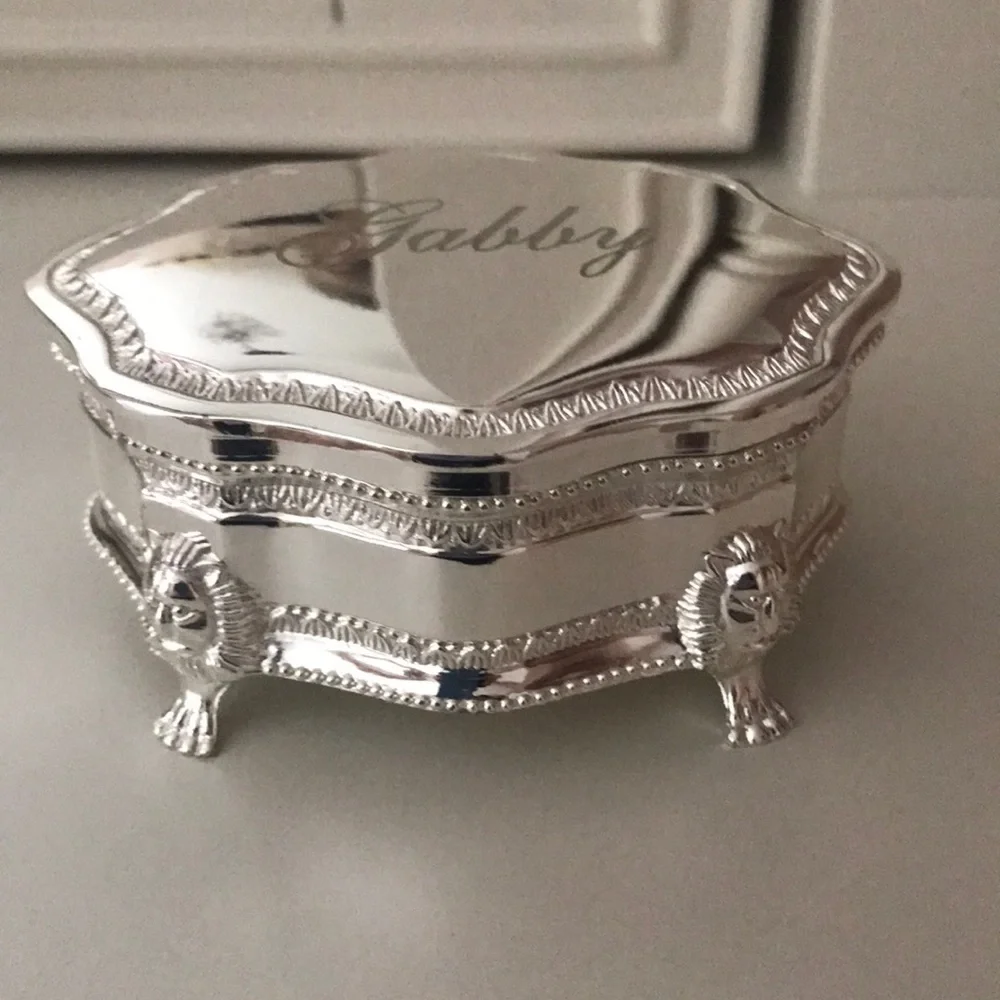 Personalized name silver decorative Jewelry box Gabby